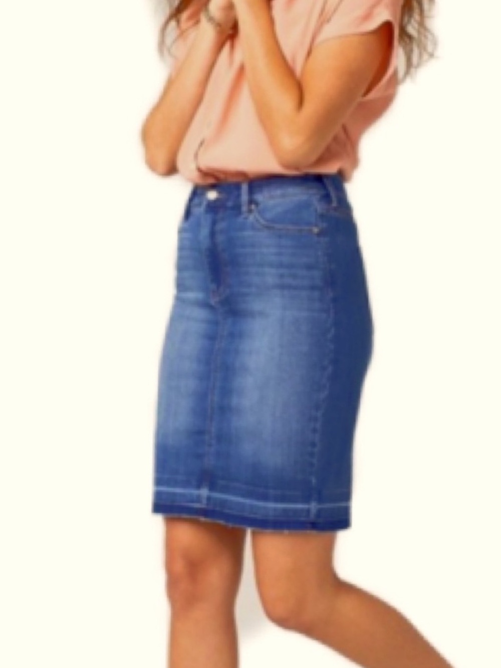 Liverpool Angelique Denim Dark Blue Skirt Indigo Raw Frayed Hem Size 0